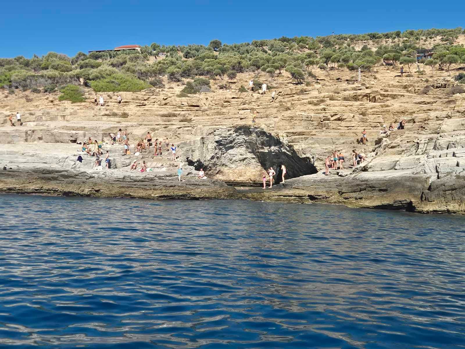 The rocky coast near Giola on Thasos, seen from the yacht