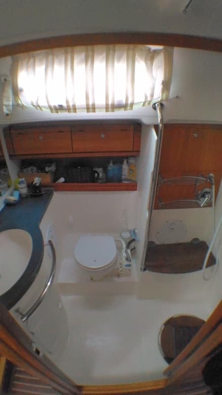A bathroom on board, seen from the door