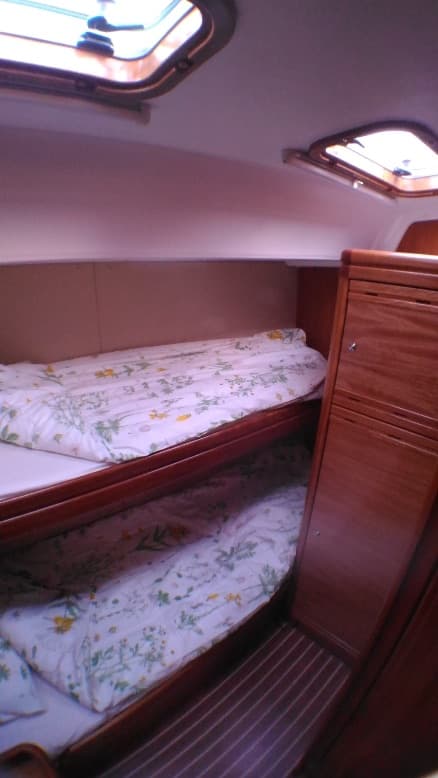 The bunk beds, seen from the door