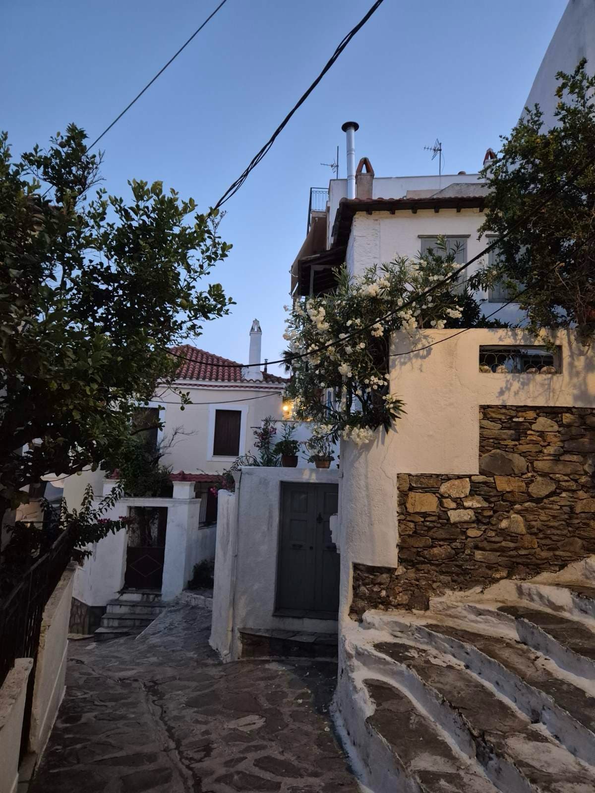 A whitewashed lane in an island village